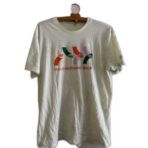 Genentech "Hold Nothing Back" Cotton Blend T-Shirt Cream L Pharma Science Roche